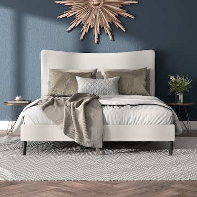 Gail Modern White Boucle Fabric Platform Queen-size Bed by Furniture of America