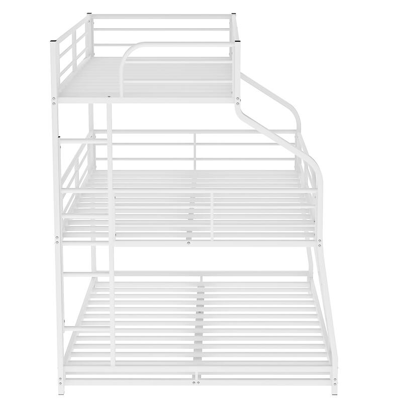 Modern Metal and Industrial Style Twin XL/Full XL/Queen Triple Bunk Bed with Long and Short