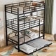 preview thumbnail 3 of 10, Antique Black Twin Size Metal Triple Bunk Bed With Trundle, Ladder for Kids, Boys and Girls, Bedroom