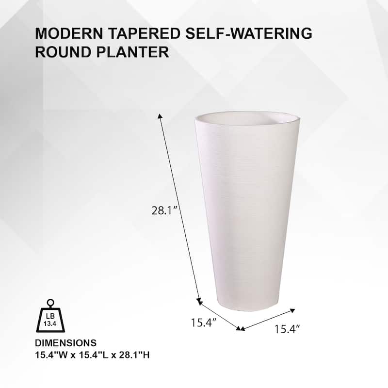 XBrand Modern 28-Inch Tall Round Planter, Modern Tapered Planter Perfect for Indoor & Outdoor Planter, Patio Décor
