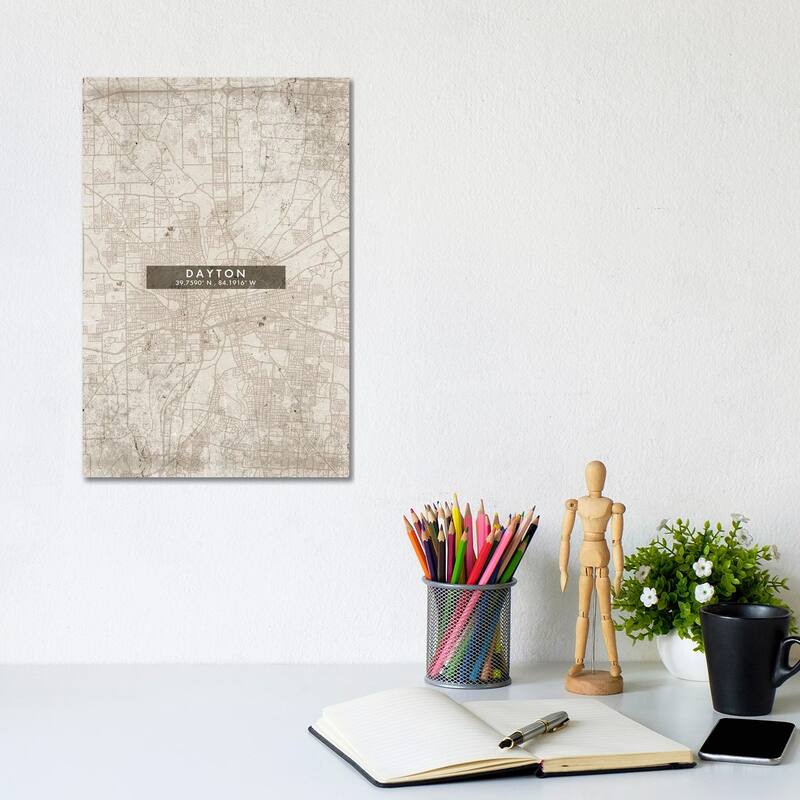 iCanvas "Dayton City Map Abstract Style" by WallDecorAddict Canvas Print - 12x8x0.75