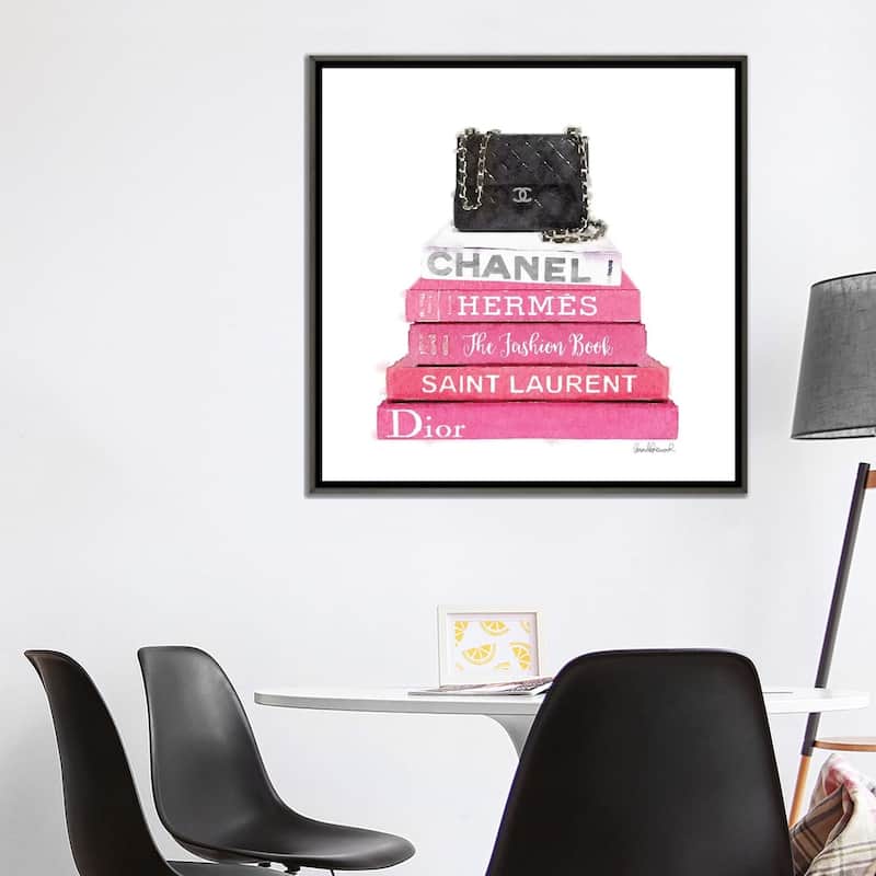 iCanvas "Pink Fashion Books With A Black Bag" by Amanda Greenwood Framed