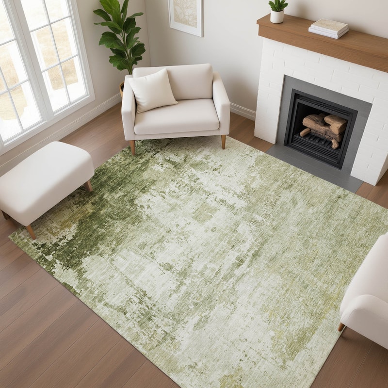 Premium Washable Super Soft Abstract Glam Mayfield Rug - Sage - 10' x 14'