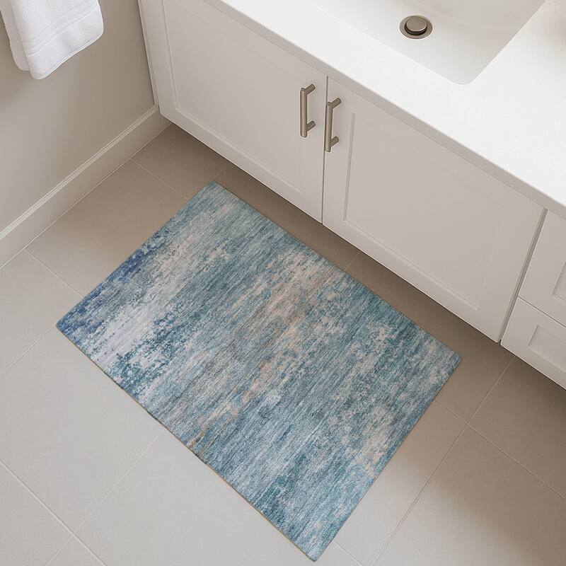 Premium Washable Super Soft Modern Casual Mayfield Rug - Sky - 1'8" x 2'6"