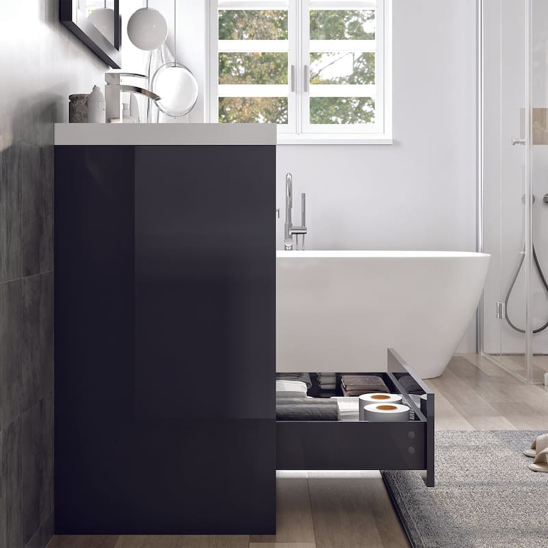 Eviva Lugano 24" Gray Bathroom Vanity with Integrated Acrylic Top
