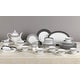 preview thumbnail 2 of 6, 57 Piece Black and White Dinnerware Set-New Bone China Service for 8 People