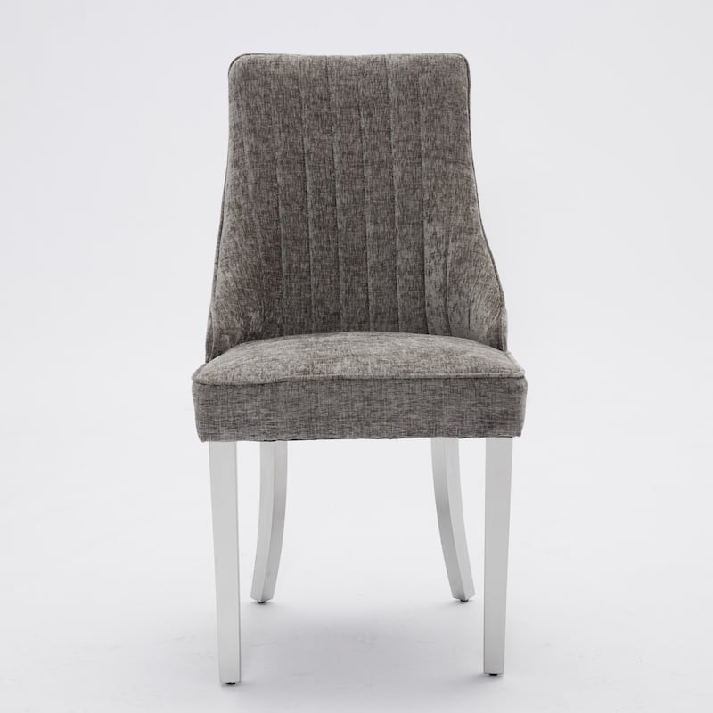 Kitchen Armless Upholstered Dining Chair with Metal Legs, Set of 2