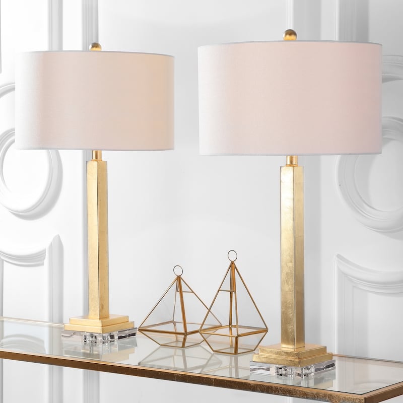 SAFAVIEH Lighting 30-inch Perri Crystal Base Table Lamp (Set of 2) - 16"x16"x30"