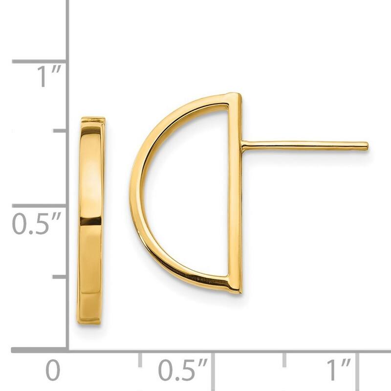 Curata 14k Half Circle Post Earrings - 17.68x10.11mm Wide