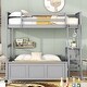 preview thumbnail 13 of 22, Twin Loft Bed, Full Platform Bed with Wheels, Twin Over Full Bunk Bed with Writing Desk, Ladder, Guardrail and 2 Drawers Grey - Full