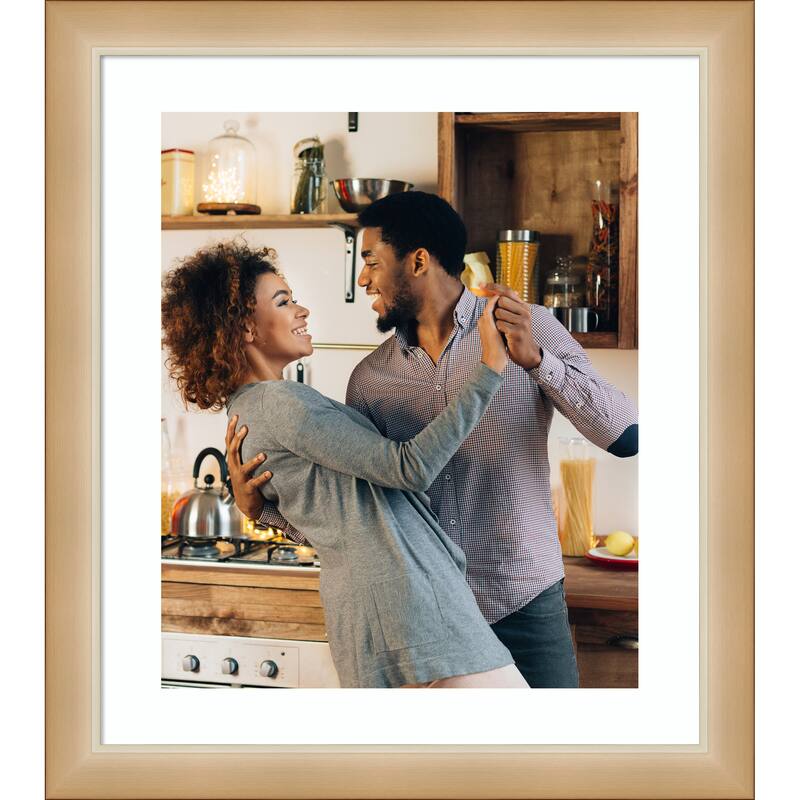 Eva Black Silver Narrow Framed Picture Frame, Photo Frame - 20x24 Matted to 16x20 - Eva Ombre Gold Narrow