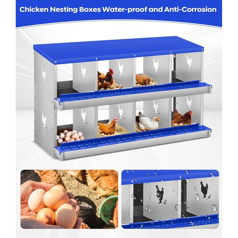 8 Compartment Nesting Box, Chicken Laying Box, Easy to Clean and Install