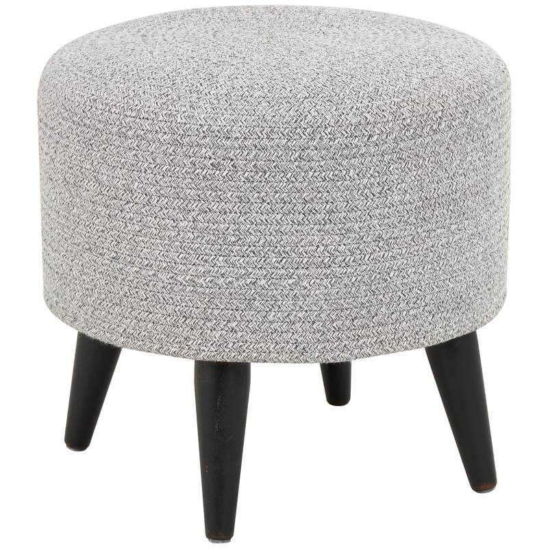 Light Gray or Beige Polyester Chevron Textured Stool with Black Wooden Legs