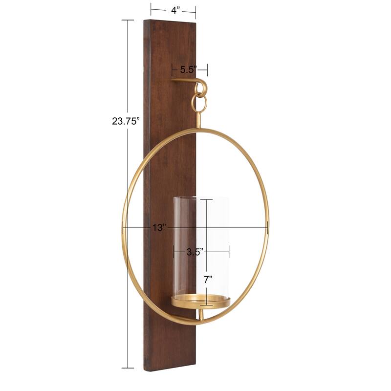 Kate and Laurel Maxfield Wood and Metal Wall Sconce - 13x24