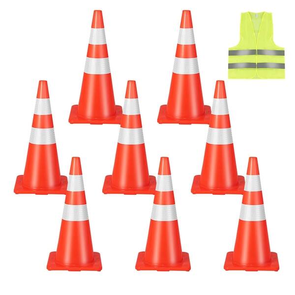 Costway 8 Pack Traffic Safety Cones 28'' Parking Cones with Reflective