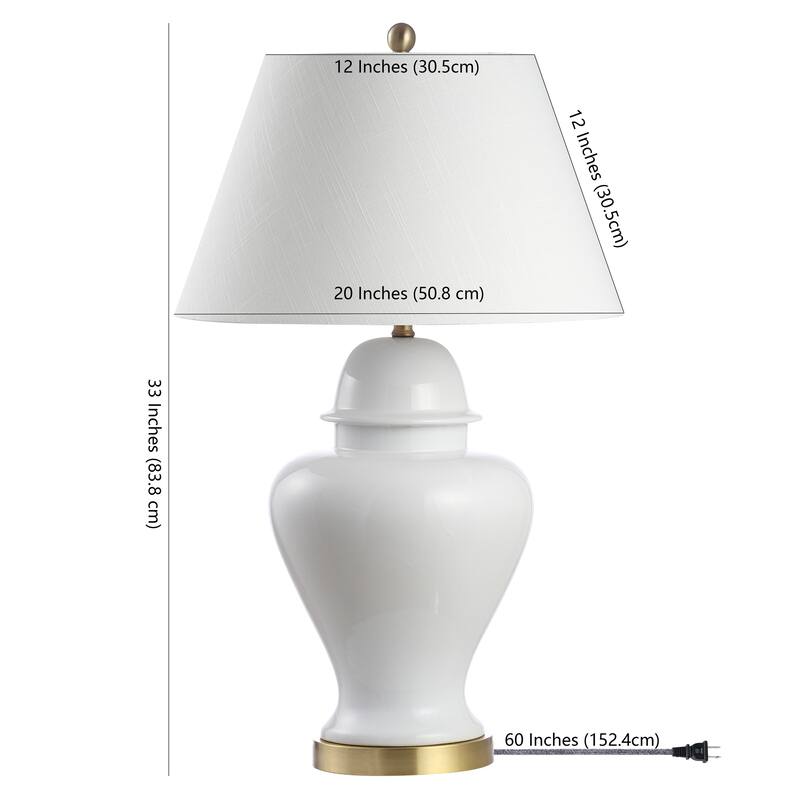 Watts 33" Ceramic/Iron Modern Classic LED Table Lamp, Green by JONATHAN Y