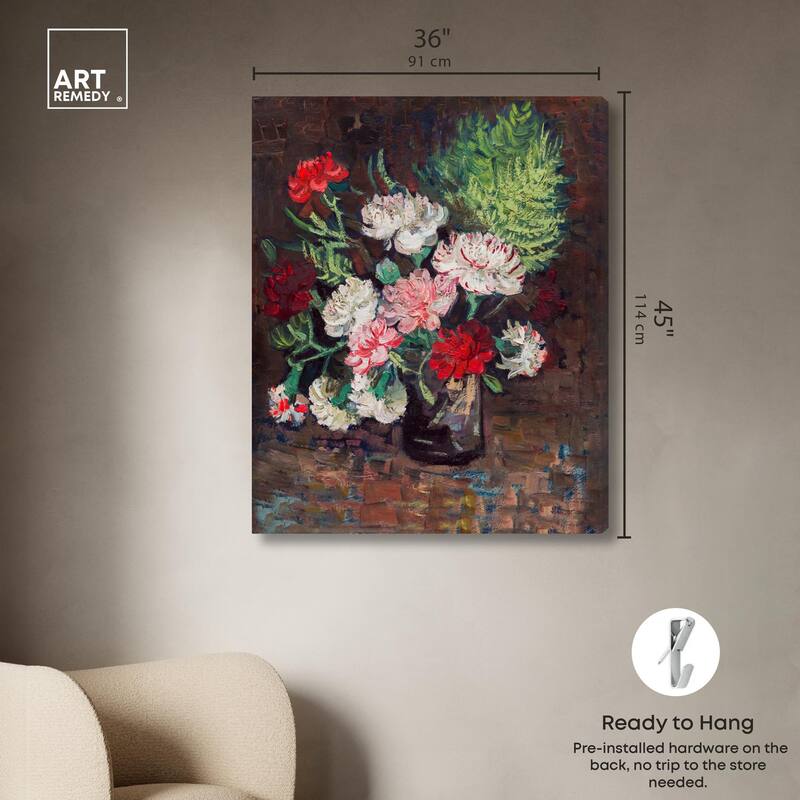 Vase with Carnations Canvas by Art Remedy, Gallery Wrapped