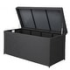 preview thumbnail 9 of 8, Outdoor 132 Gal. Rattan Deck Storage Box Black