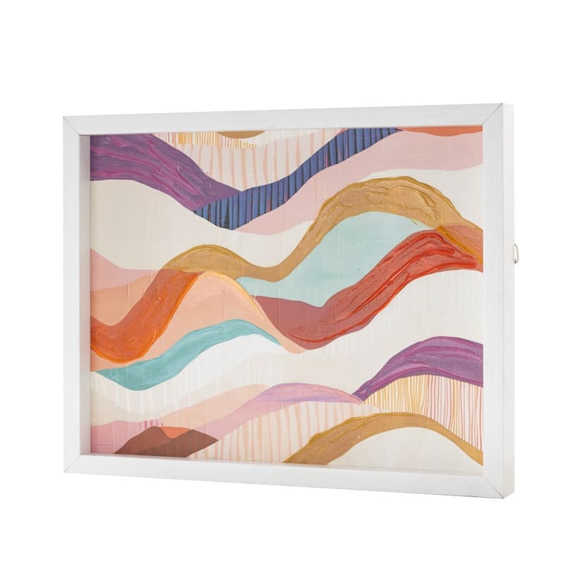 Canvas Abstract Wavy Framed Wall Art with White Frame - Multi Colored - Roche River Decor