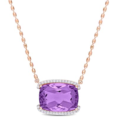 Miadora 16 5/8ct TGW Rose de France White Topaz Necklace Rose Silver