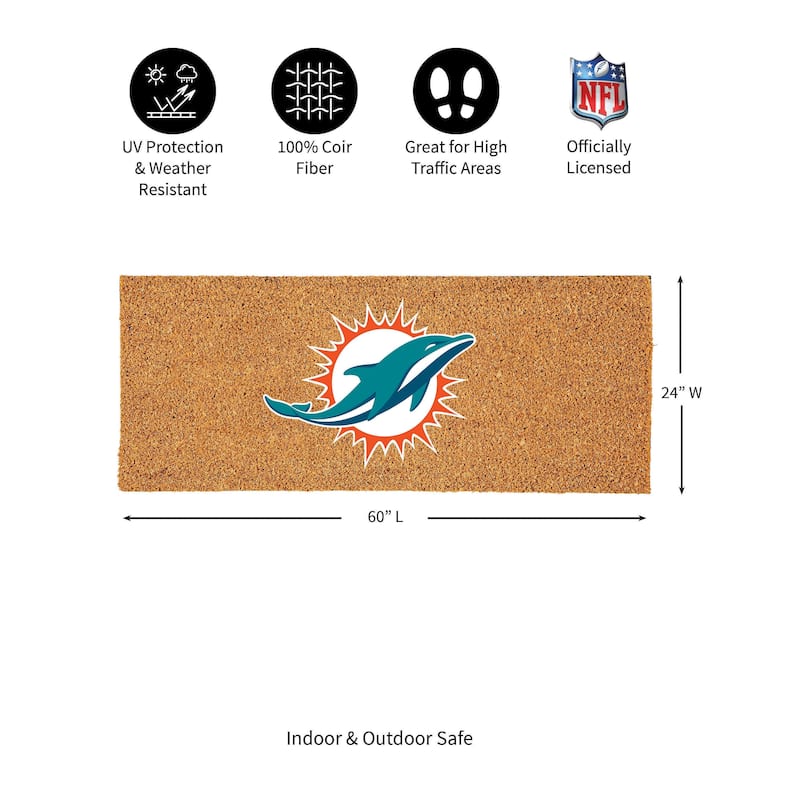 Miami Dolphins Full Color Indoor/Outdoor Coir Mat