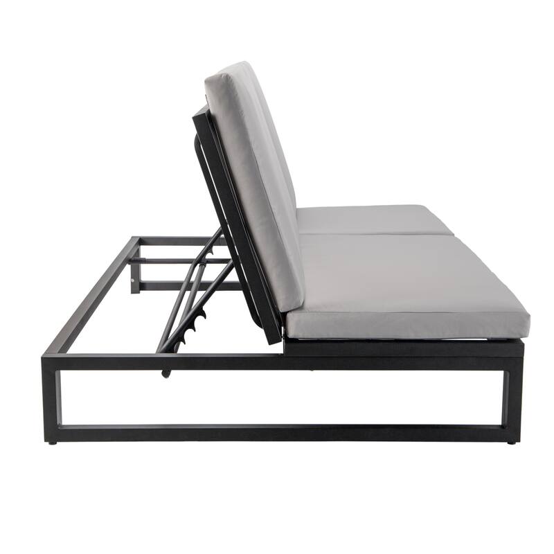 Chelsea Polyester Fabric Outdoor Lounge Chair with Four-Level Adjustable Backrest and Powder-Coated Aluminum Frame