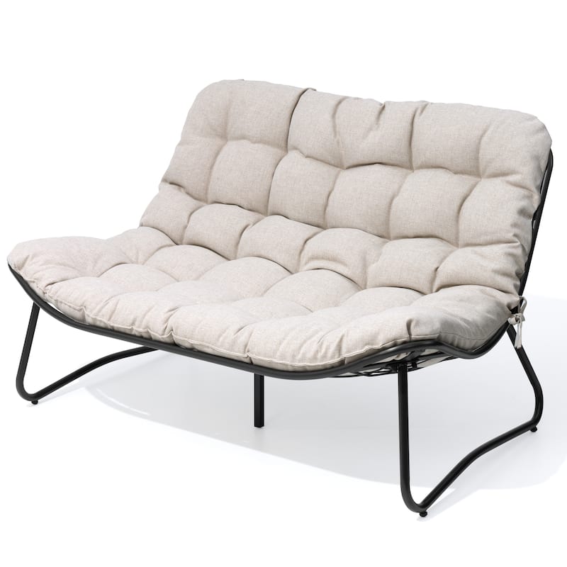 Pellebant Double Papasan Chair Loveseat with Cushion For Indoor Outdoor