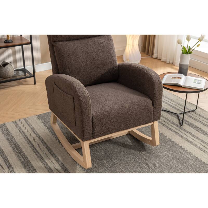 Teddy Fabric Rocking Chair with Right Pocket