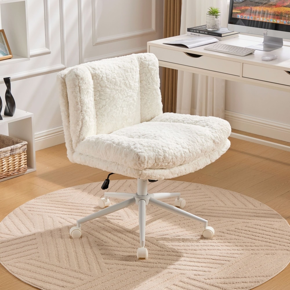 Artificial rabbit hair Home Office Chair with Metal Base, Adjustable Desk Chair Swivel Chair