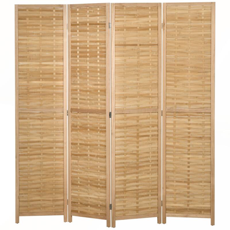 4 Panel 5.5' Tall Bamboo Portable Folding Privacy Screens for Home Offic
