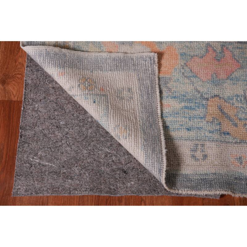 Hand Knotted Oriental 100% Wool Carpet Transitional All-Over Navy Blue & Blues Oushak Area Rug - 11' 10'' X 9' 0''