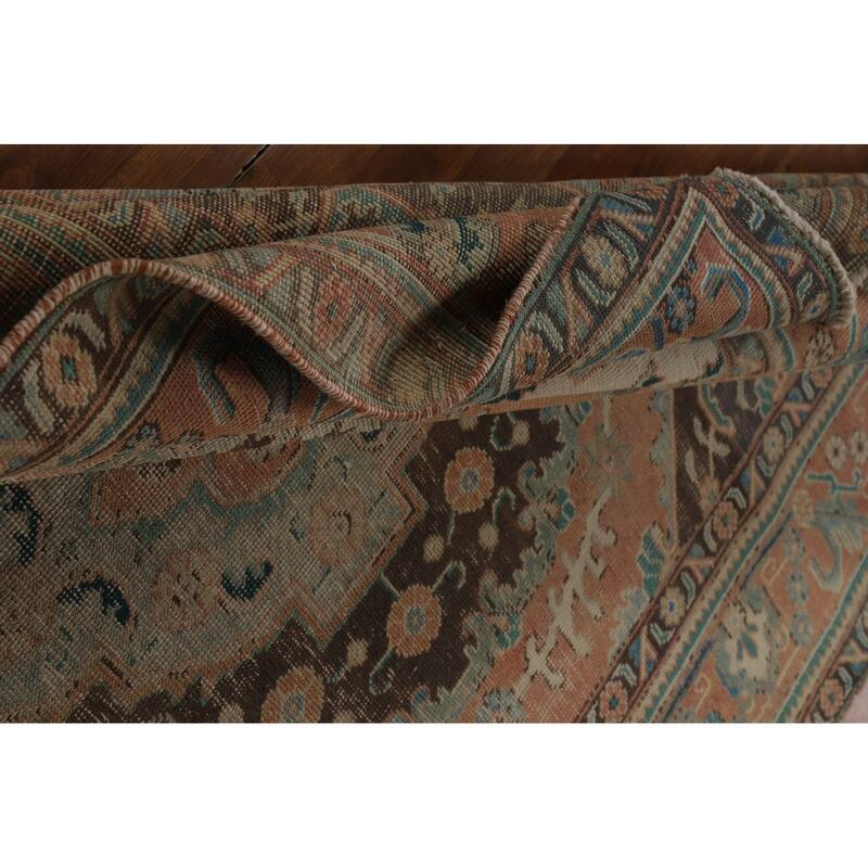 Vintage Orange Tabriz Persian Rug Handmade Traditional Wool Carpet - 6'7" x 9'4"