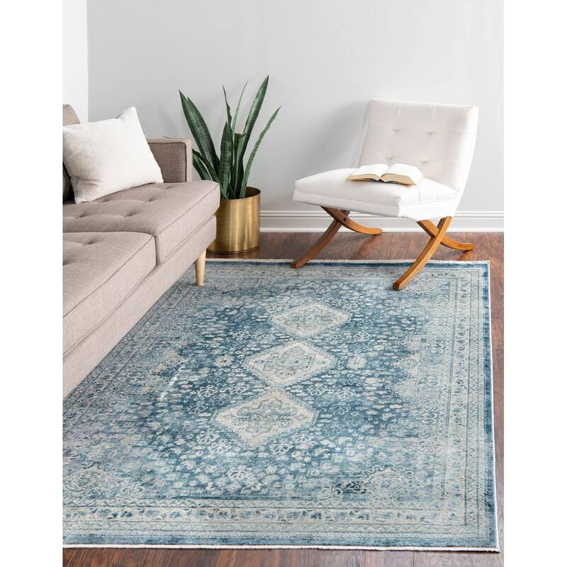 Traditional Haifa Collection Area Rug - Navy Blue - 7'10"x10'2"
