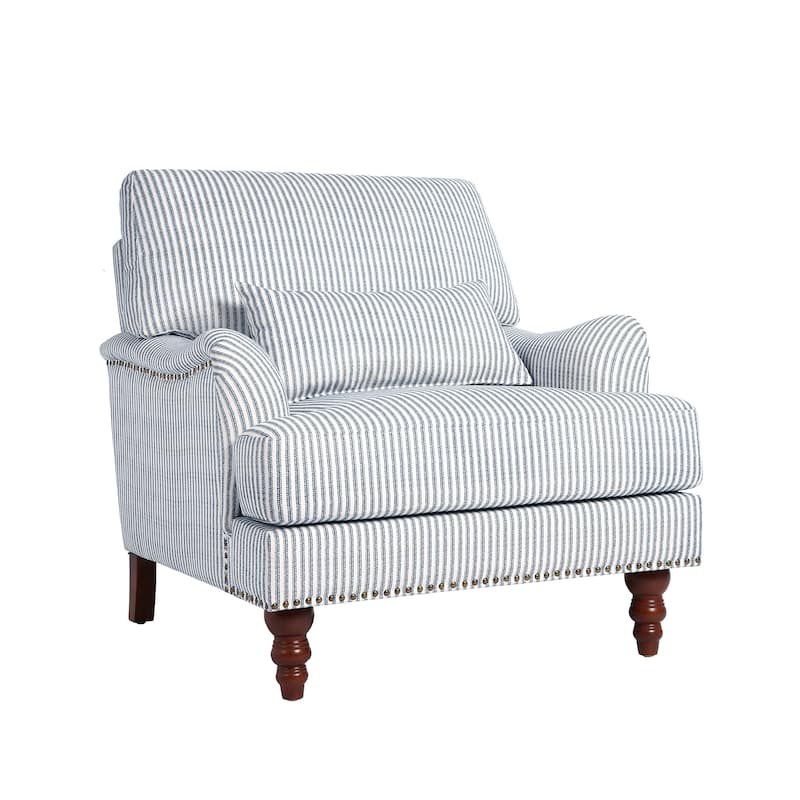Mid Century Chenille Upholstered Accent Chair with Nailhead Trim