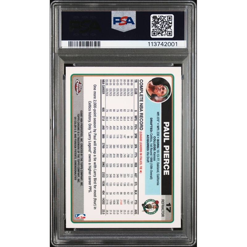 Paul Pierce 2006 Topps Chrome Refractor Signed Card #17 Auto Graded PSA 10 42001 - 8' x 11'