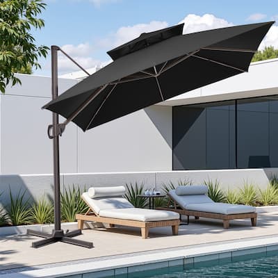 10.5ft Outdoor Patio Double Top Cantilever Offset Umbrella