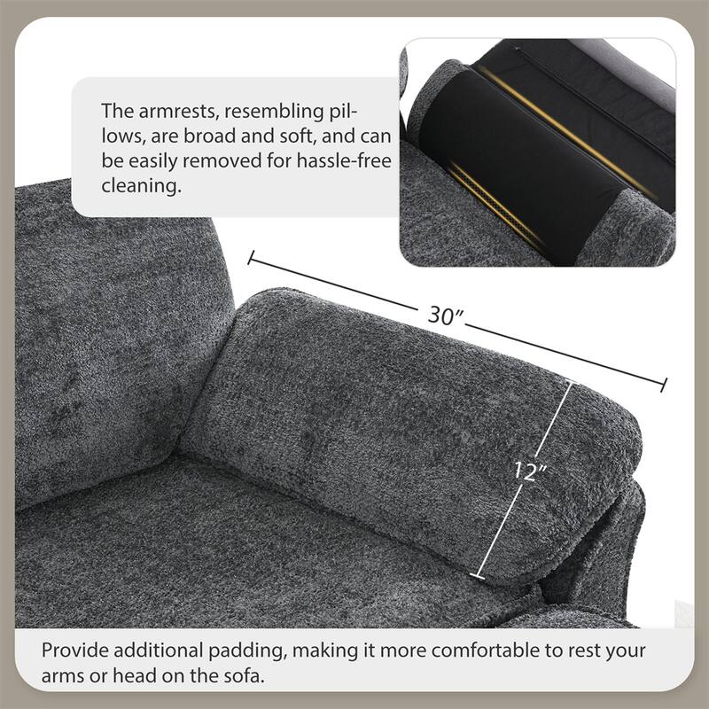 4 Seat Upholstered Sleeper Corner Couch,Deep-Seat with Ottoman