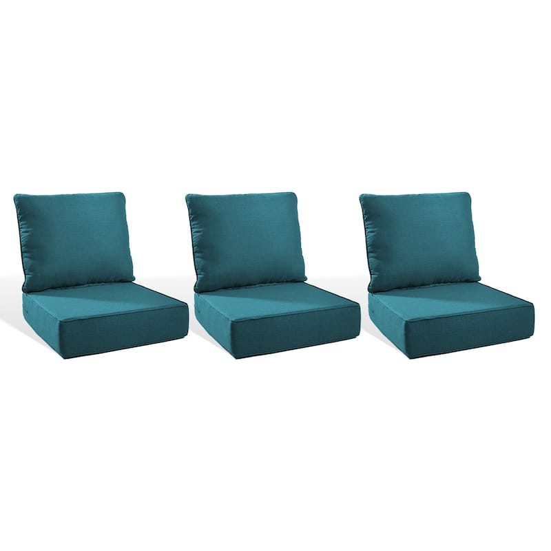 Pocassy 22"x24"x6" Inch Thick Cushions Indoor Outdoor Pillows Cushion - Peacocka Green Cushion - 3 Set Seat & Back Cushion