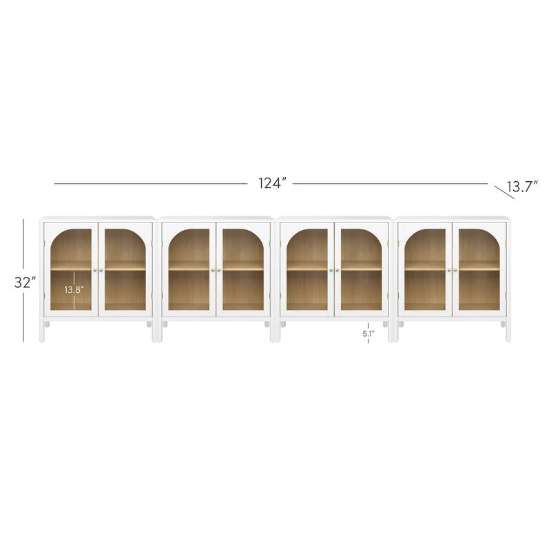 Nathan James Mason Sideboard Buffet with Glass Doors and Adjustable Shelves
