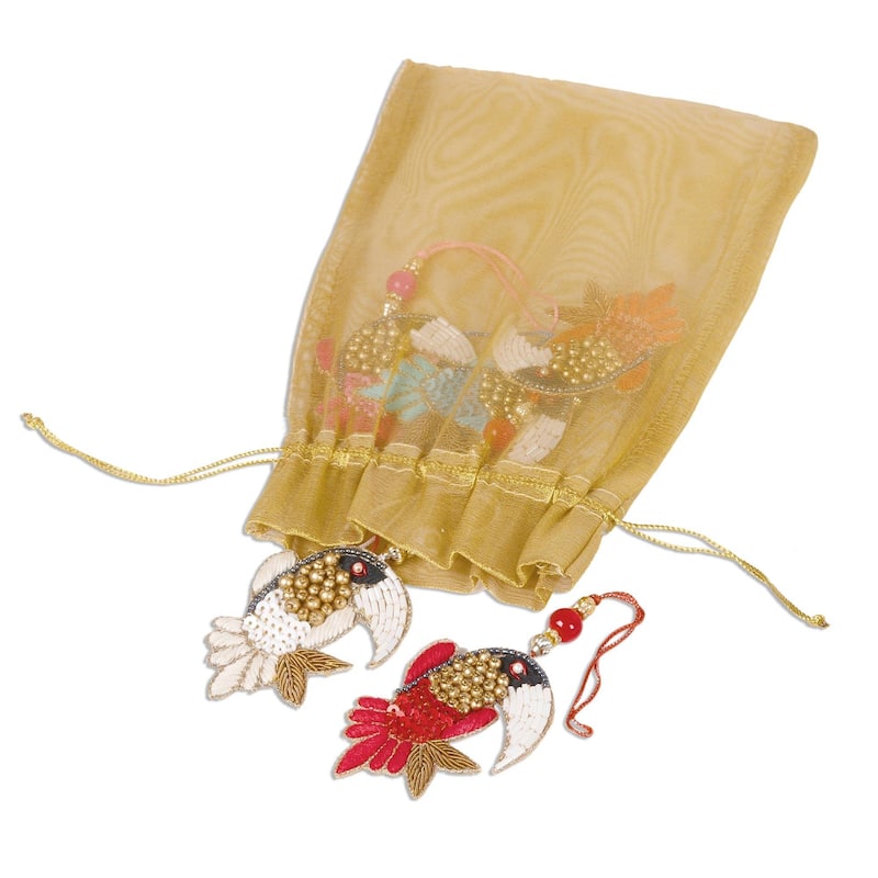 Novica Handmade Glamorous Toucans Beaded Ornaments (Set Of 5)