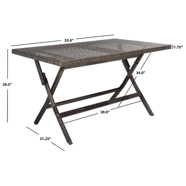 dimension image slide 1 of 4, SAFAVIEH Outdoor Akita Folding Table with Umbrella Hole - 54.6" x 31.2" x 28.08"
