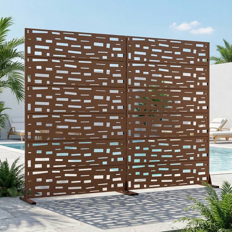 Outdoor Metal Privacy Screen Fence Panel Set of 2