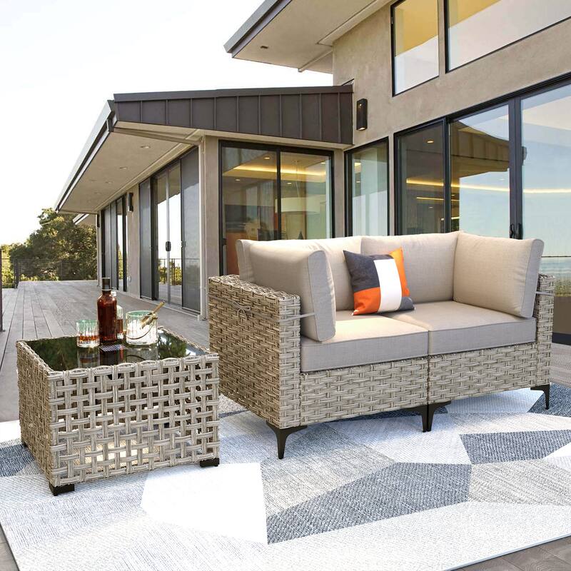 XIZZI 3-piece Rattan Wicker Patio Furniture Set with Coffee Table