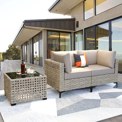 XIZZI 3-piece Rattan Wicker Patio Furniture Set with Coffee Table