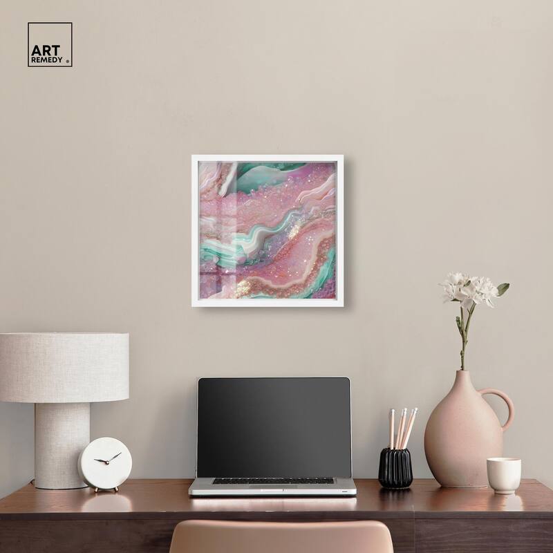Pink and Mint Crystal III Shadowbox by Art Remedy