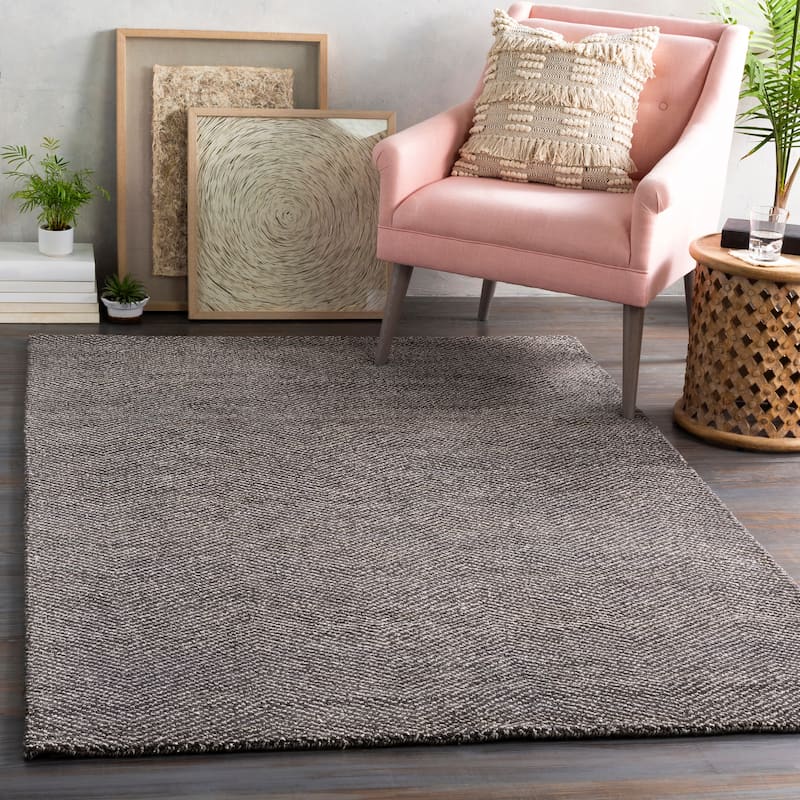Fazeley Hand Knotted Wool Blend Casual Area Rug - 2' x 3' - Charcoal