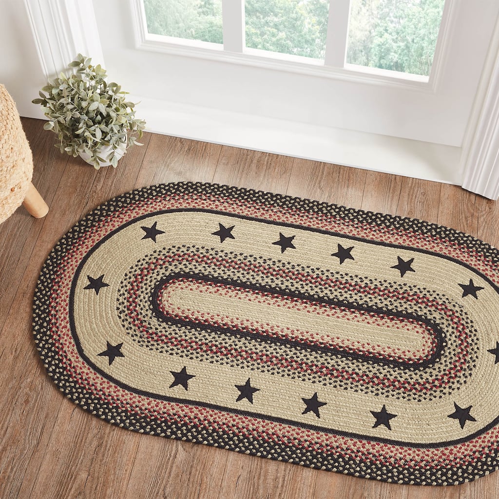 Colonial Star Jute Rug Oval w/ Pad 27x48 - 27" x 48" Oval