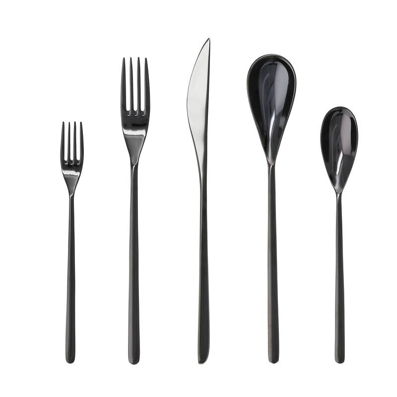 Dragonfly 5pc Place Setting, Boxed - 5 Piece Set - Brushed Black - Service for 1