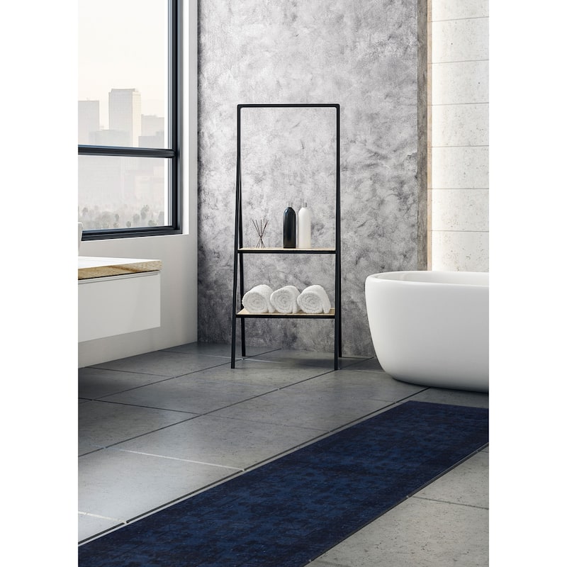 ECARPETGALLERY Hand-knotted Color Transition Dark Blue Wool Rug - 2'8 x 9'6