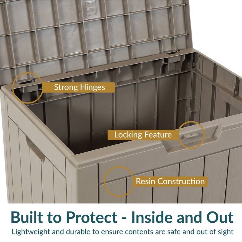 Sunnydaze Small Deck Box with Storage and Lockable Lid - 32 Gal.